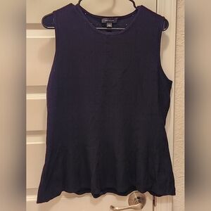 ANN TAYLOR Black Sleeveless Eyelet Peplum Blouse